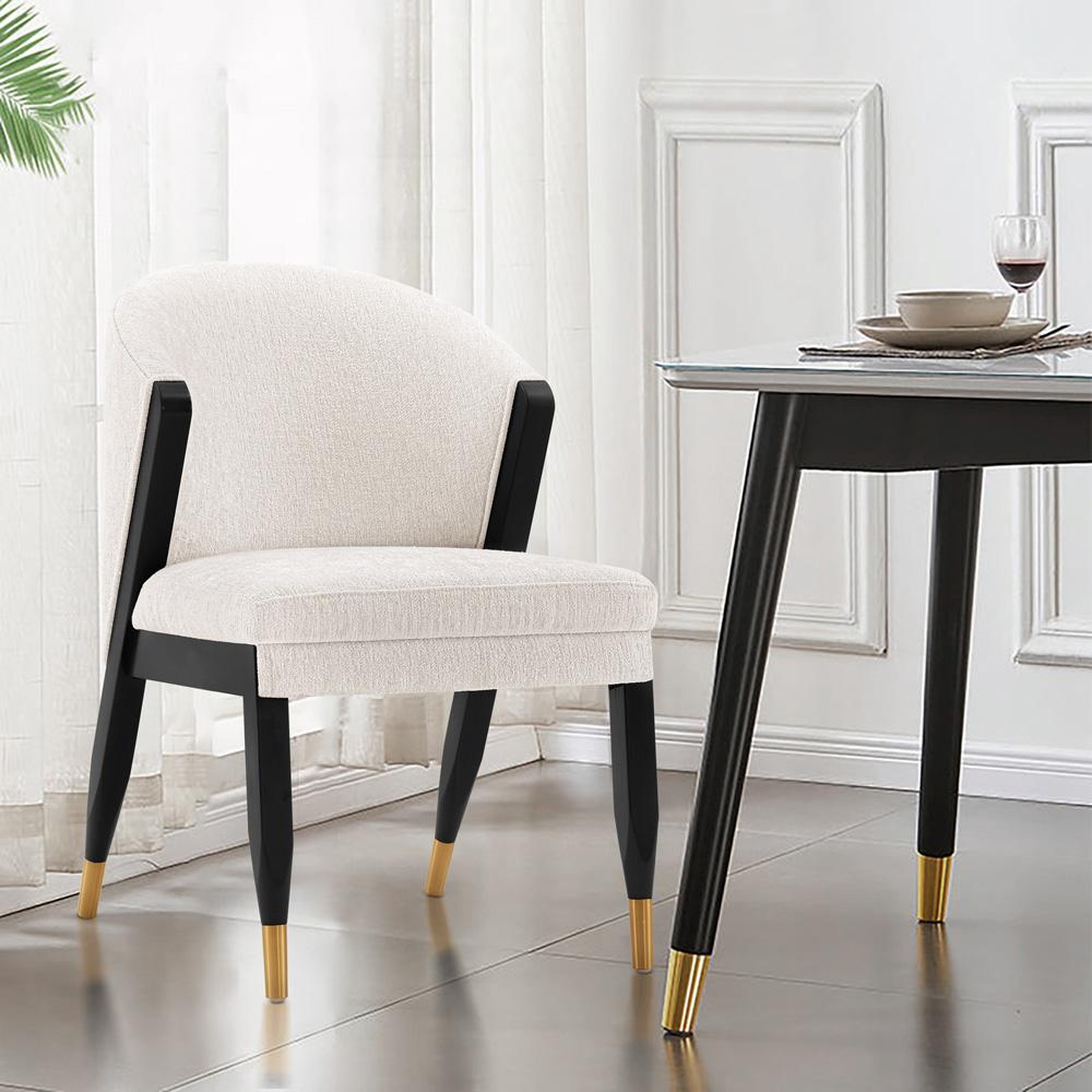 Manhattan Comfort - Ola Chenille Dining Chair with Elm Wood & Metal Legs in Cream - DC075-CR veiw 7