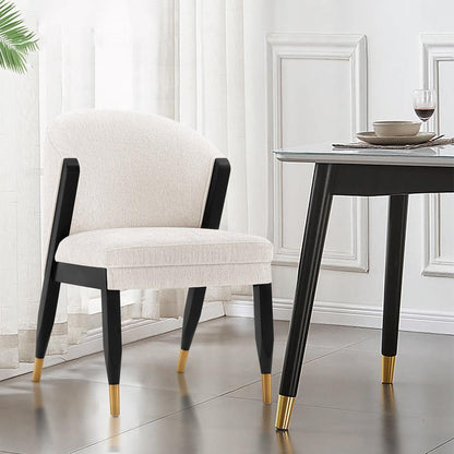 Manhattan Comfort - Ola Chenille Dining Chair with Elm Wood & Metal Legs in Cream - DC075-CR veiw 7