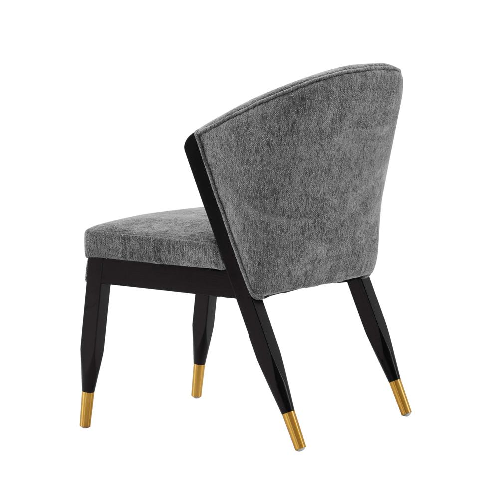 Manhattan Comfort - Ola Chenille Dining Chair with Elm Wood & Metal Legs in Grey - DC075-GY veiw 3