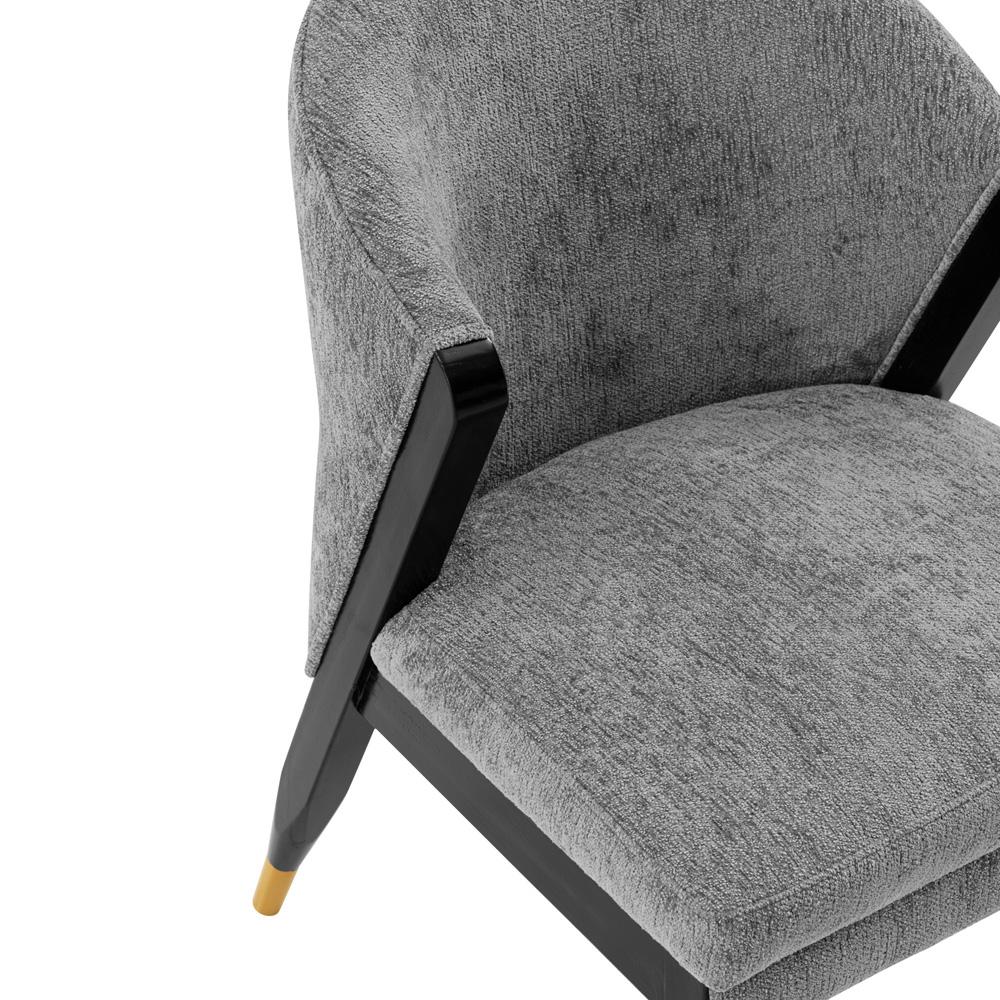 Manhattan Comfort - Ola Chenille Dining Chair with Elm Wood & Metal Legs in Grey - DC075-GY veiw 6