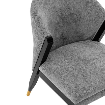 Manhattan Comfort - Ola Chenille Dining Chair with Elm Wood & Metal Legs in Grey - DC075-GY veiw 6