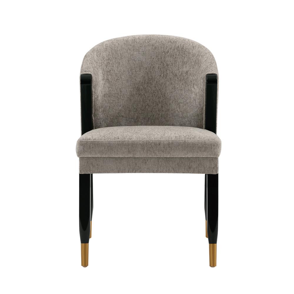 Manhattan Comfort - Ola Chenille Dining Chair with Elm Wood & Metal Legs in Stone - DC075-ST veiw 1
