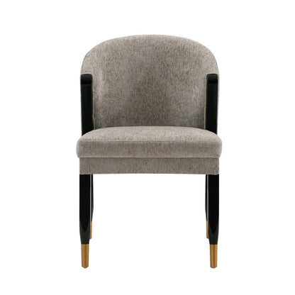 Manhattan Comfort - Ola Chenille Dining Chair with Elm Wood & Metal Legs in Stone - DC075-ST veiw 1