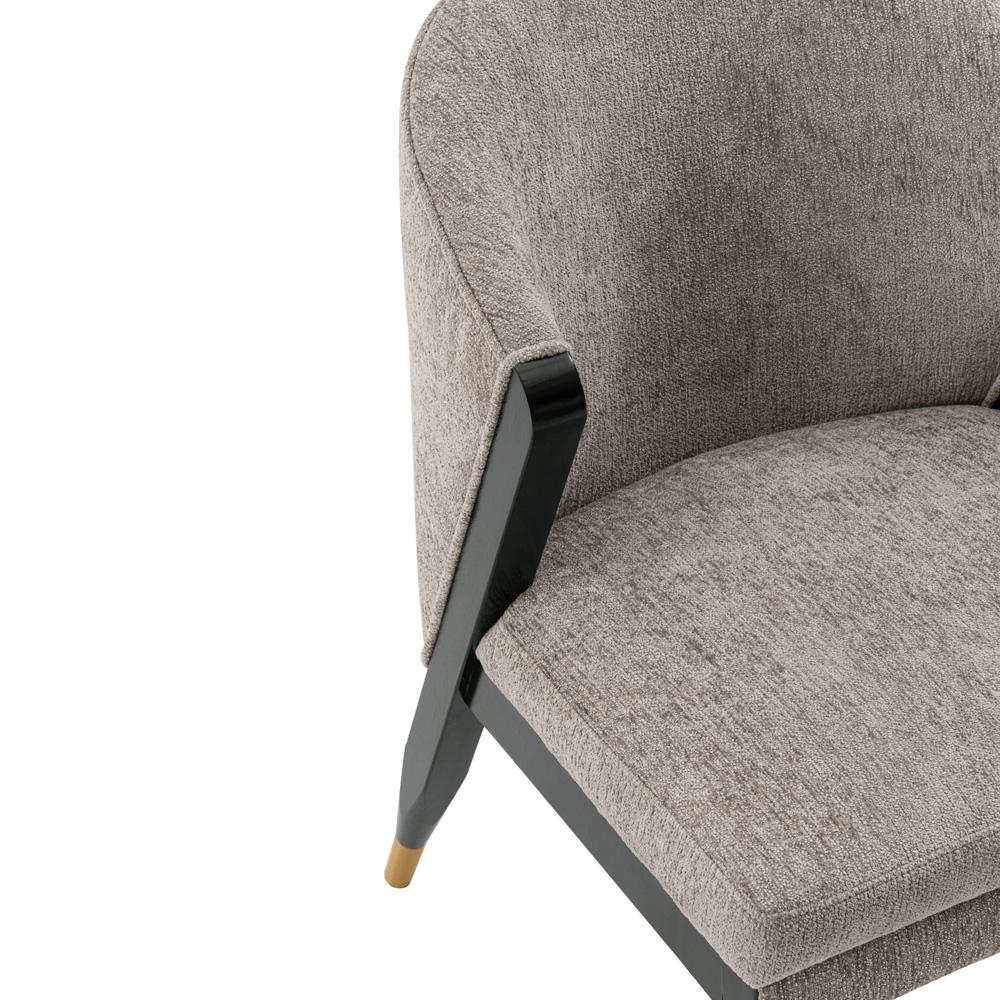 Manhattan Comfort - Ola Chenille Dining Chair with Elm Wood & Metal Legs in Stone - DC075-ST veiw 6