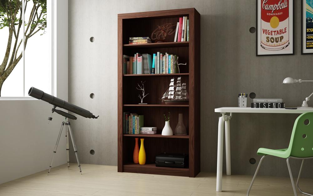 Manhattan Comfort - Olinda Bookcase with 5 Fixed Shelves in Nut Brown - 27AMC164 veiw 3