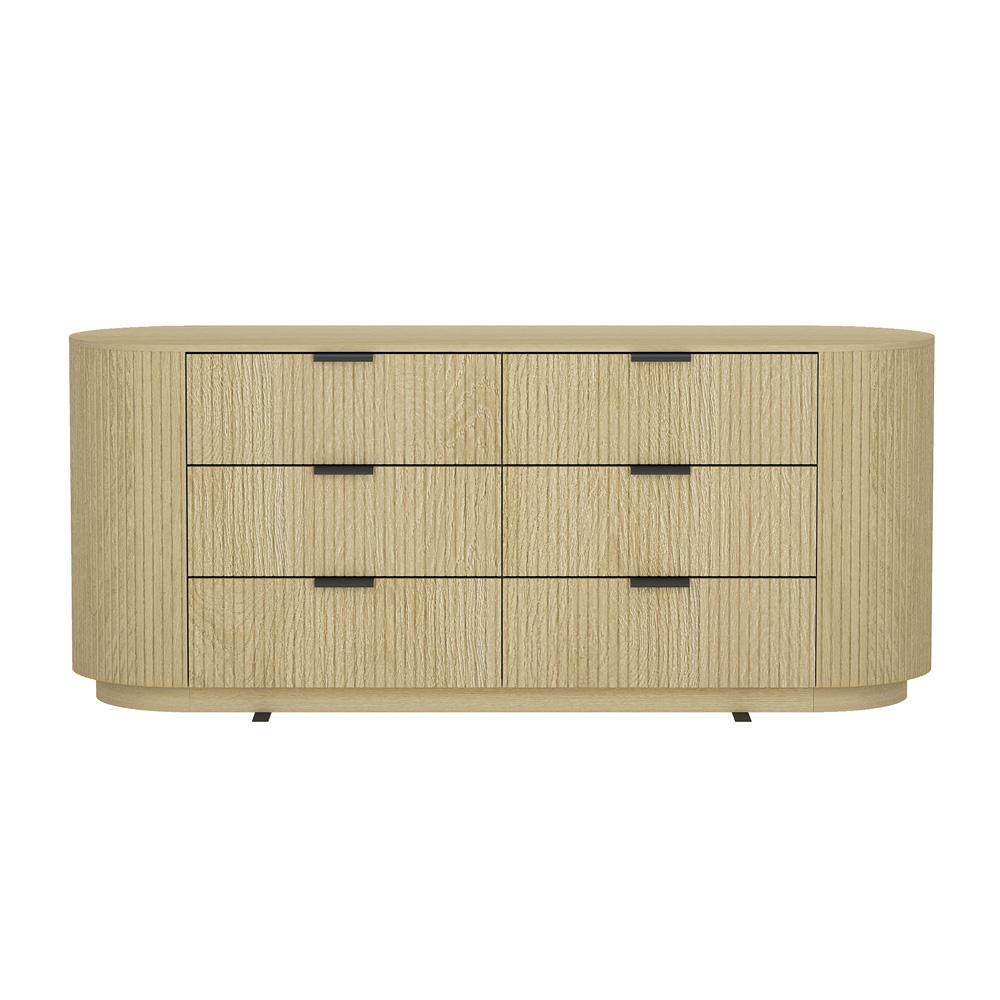 Manhattan Comfort - Olivia 60 Double Dresser with 6 Drawers in Natural Oak and Black - DR010-NO veiw 1