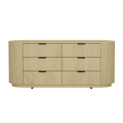 Manhattan Comfort - Olivia 60 Double Dresser with 6 Drawers in Natural Oak and Black - DR010-NO veiw 1