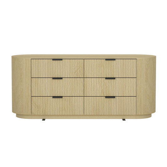 Manhattan Comfort - Olivia 60 Double Dresser with 6 Drawers in Natural Oak and Black - DR010-NO veiw 1
