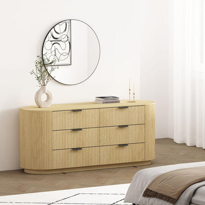 Manhattan Comfort - Olivia 60 Double Dresser with 6 Drawers in Natural Oak and Black - DR010-NO veiw 8