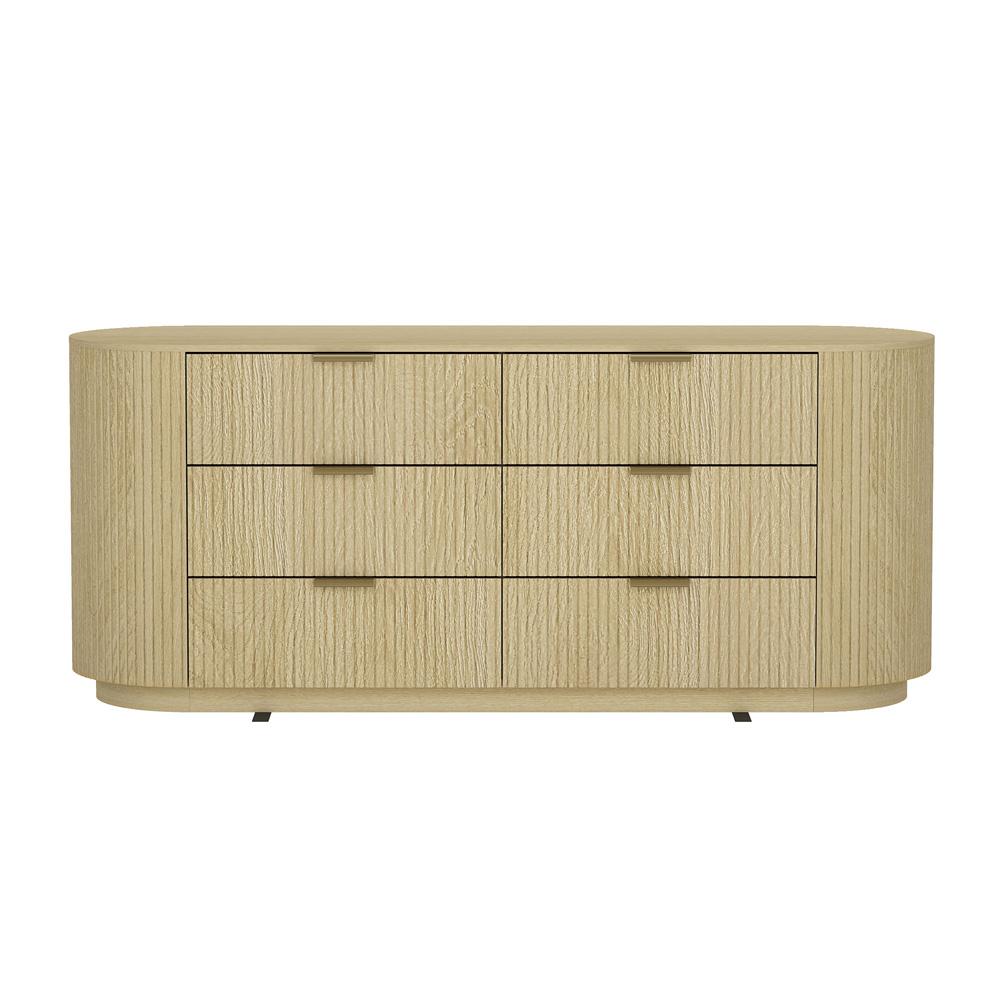 Manhattan Comfort - Olivia 60 Double Dresser with 6 Drawers in Natural Oak and Gold - DR010-GNO veiw 1