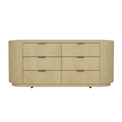 Manhattan Comfort - Olivia 60 Double Dresser with 6 Drawers in Natural Oak and Gold - DR010-GNO veiw 1