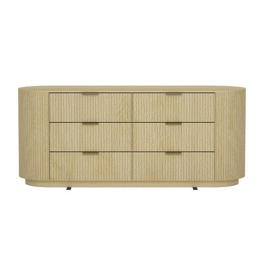 Manhattan Comfort - Olivia 60 Double Dresser with 6 Drawers in Natural Oak and Gold - DR010-GNO veiw 1