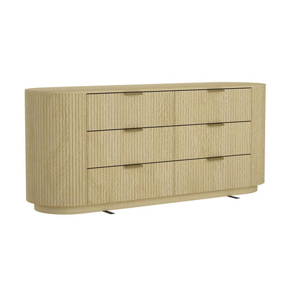 Manhattan Comfort - Olivia 60 Double Dresser with 6 Drawers in Natural Oak and Gold - DR010-GNO veiw 2