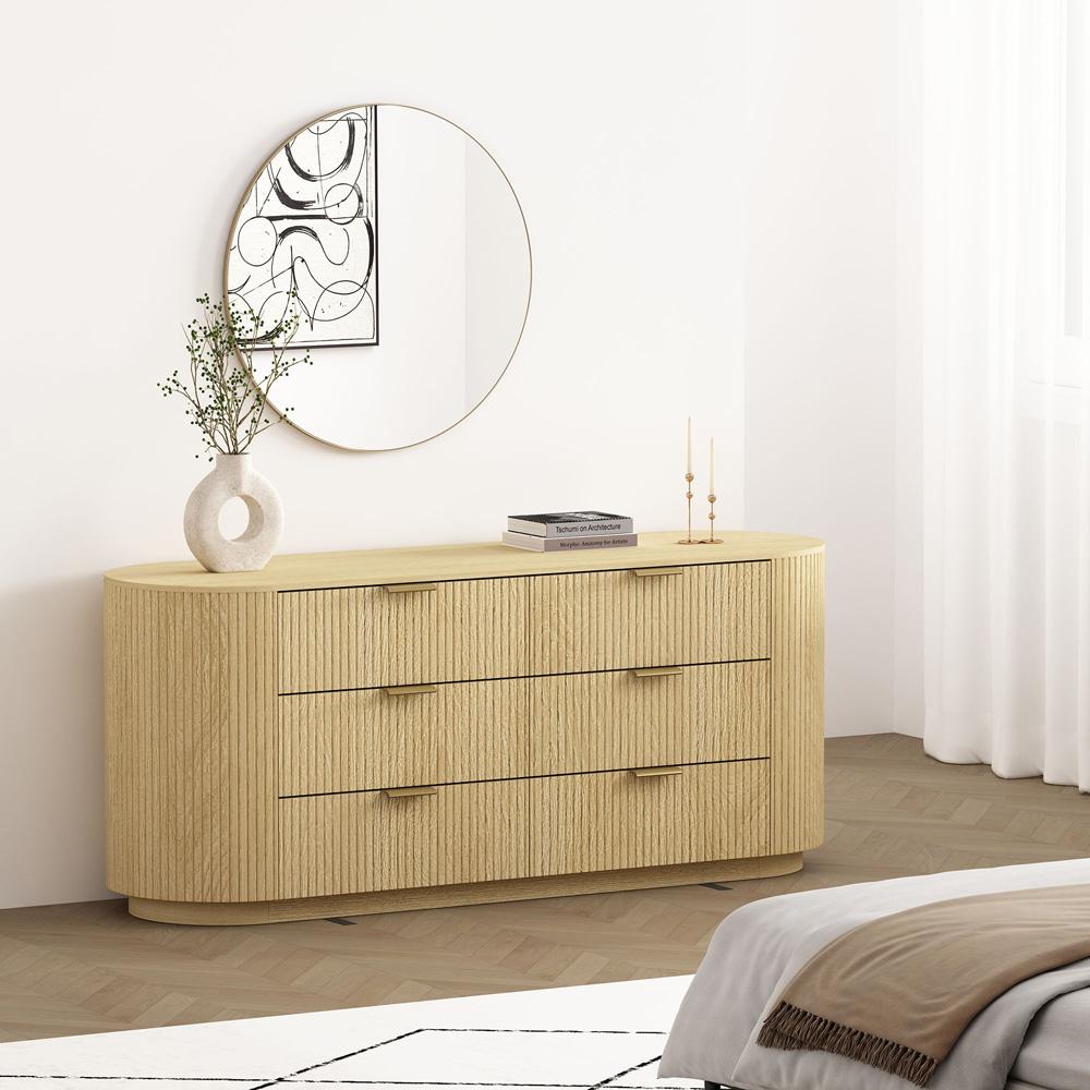 Manhattan Comfort - Olivia 60 Double Dresser with 6 Drawers in Natural Oak and Gold - DR010-GNO veiw 8