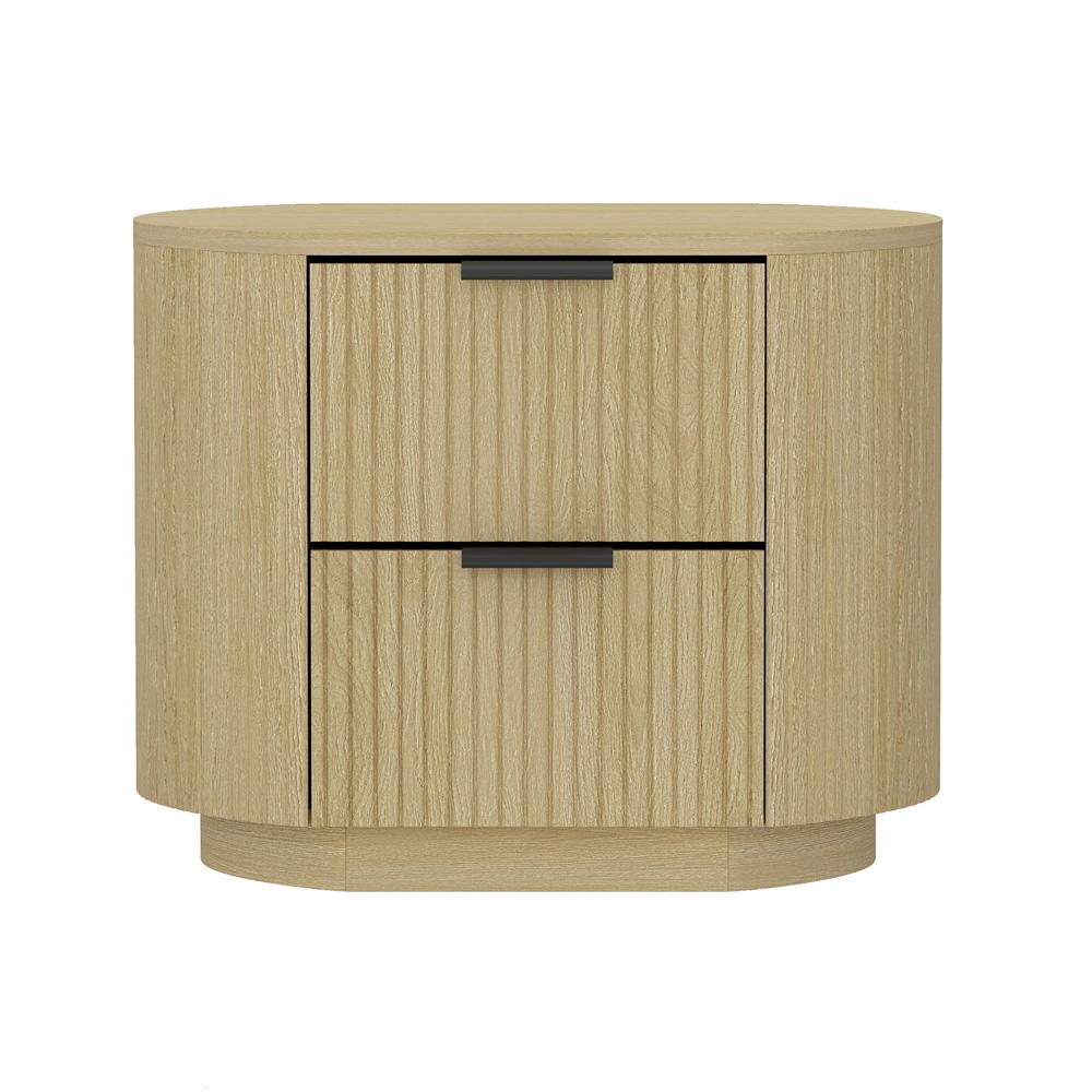 Manhattan Comfort - Olivia Nightstand with 2 Drawers in Natural Oak and Black - NS010-NO veiw 1