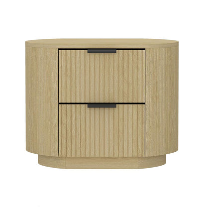 Manhattan Comfort - Olivia Nightstand with 2 Drawers in Natural Oak and Black - NS010-NO veiw 1