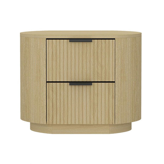 Manhattan Comfort - Olivia Nightstand with 2 Drawers in Natural Oak and Black - NS010-NO veiw 1