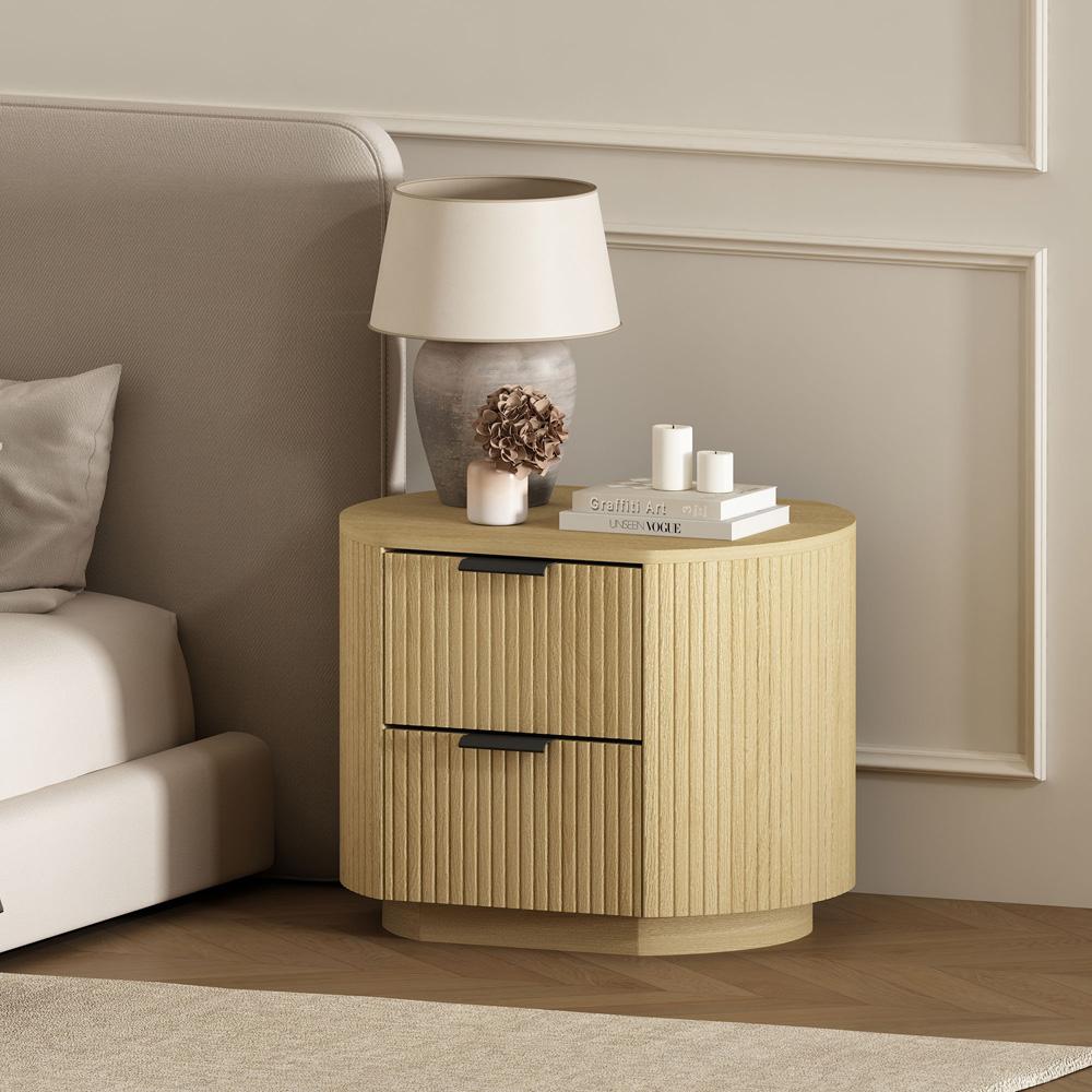 Manhattan Comfort - Olivia Nightstand with 2 Drawers in Natural Oak and Black - NS010-NO veiw 8