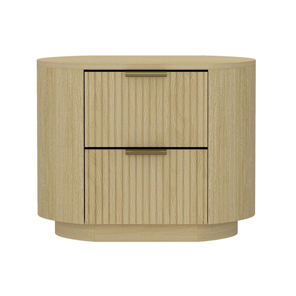Manhattan Comfort - Olivia Nightstand with 2 Drawers in Natural Oak and Gold - NS010-GNO veiw 1