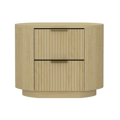 Manhattan Comfort - Olivia Nightstand with 2 Drawers in Natural Oak and Gold - NS010-GNO veiw 1
