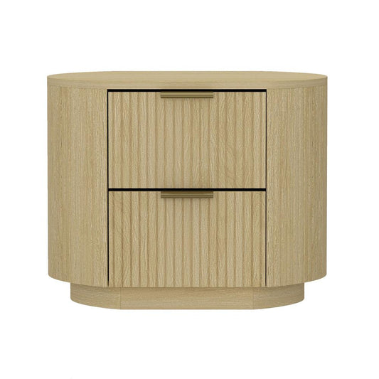 Manhattan Comfort - Olivia Nightstand with 2 Drawers in Natural Oak and Gold - NS010-GNO veiw 1