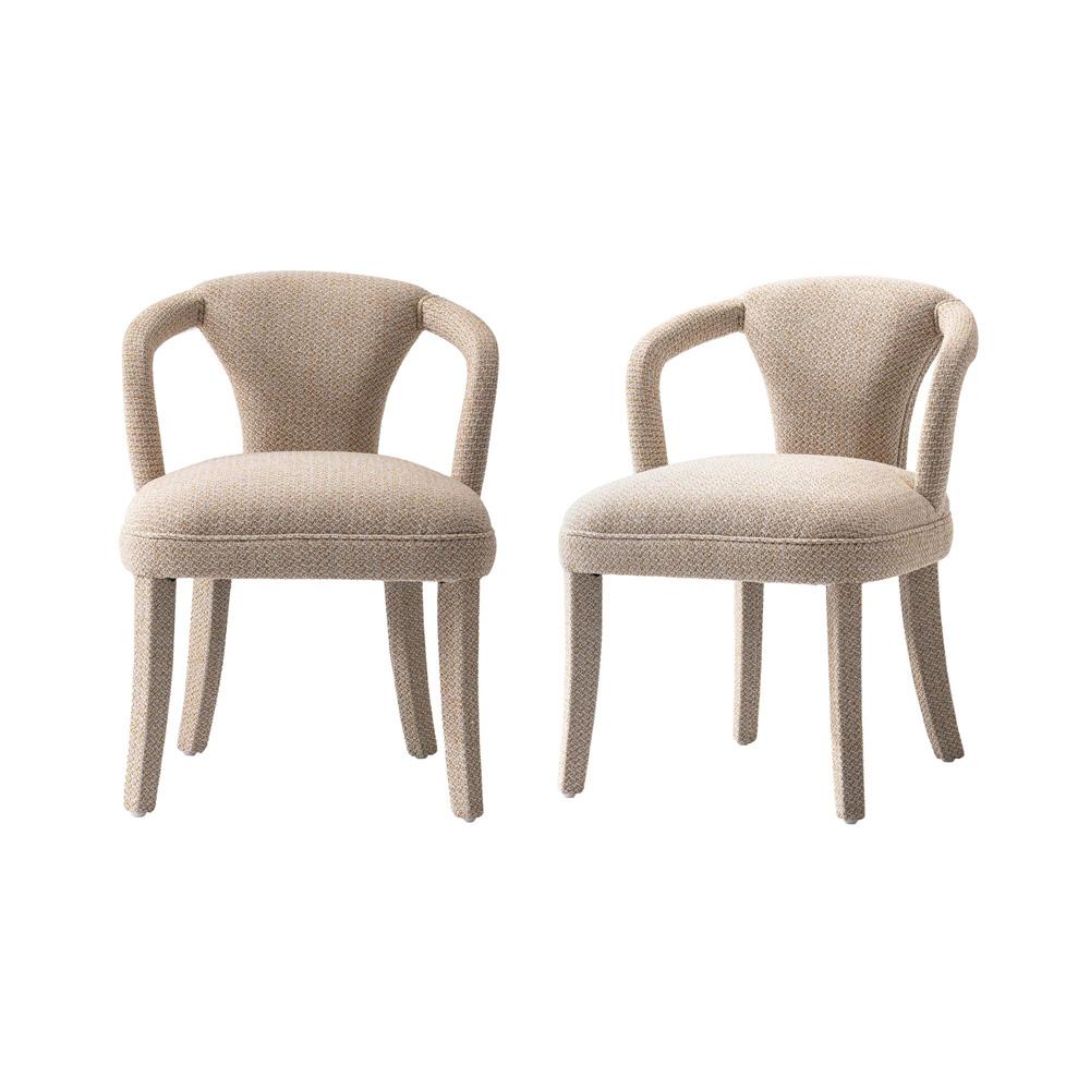 Manhattan Comfort - Palmer Tweed Dining Armchairs with Birch Wood Legs in Gold Dust - Set of 2 - 2-DC088AR-GD veiw 1