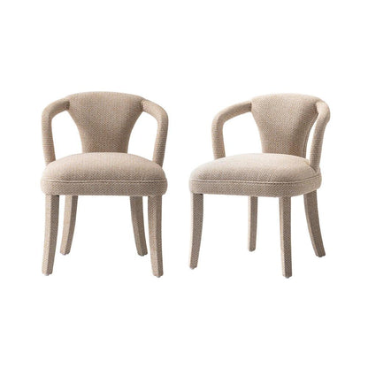 Manhattan Comfort - Palmer Tweed Dining Armchairs with Birch Wood Legs in Gold Dust - Set of 2 - 2-DC088AR-GD veiw 1