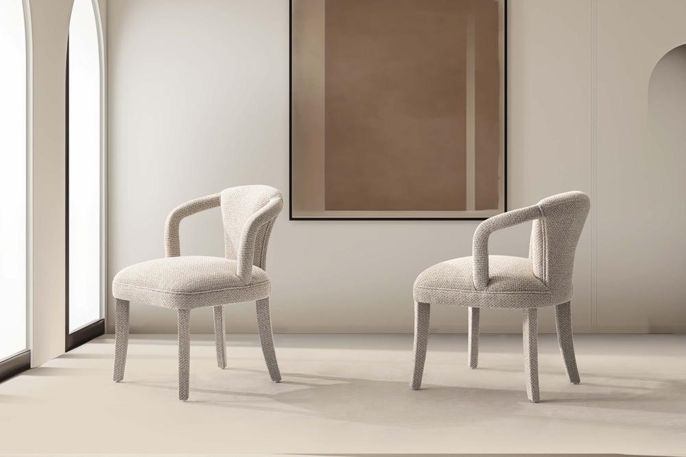 Manhattan Comfort - Palmer Tweed Dining Armchairs with Birch Wood Legs in Gold Dust - Set of 2 - 2-DC088AR-GD veiw 9