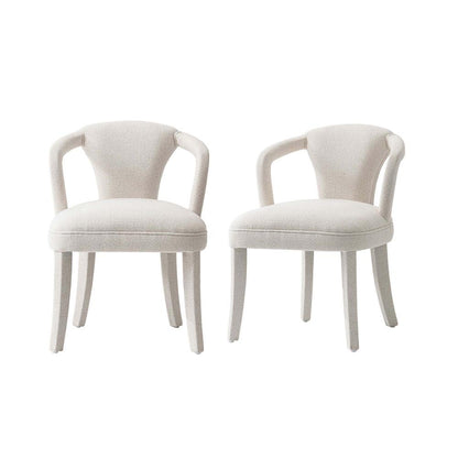 Manhattan Comfort - Palmer Tweed Dining Armchairs with Birch Wood Legs in Ivory - Set of 2 - 2-DC088AR-IV veiw 1