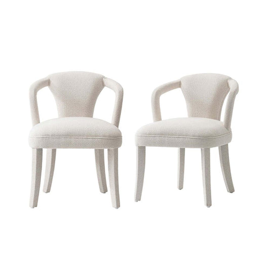 Manhattan Comfort - Palmer Tweed Dining Armchairs with Birch Wood Legs in Ivory - Set of 2 - 2-DC088AR-IV veiw 1