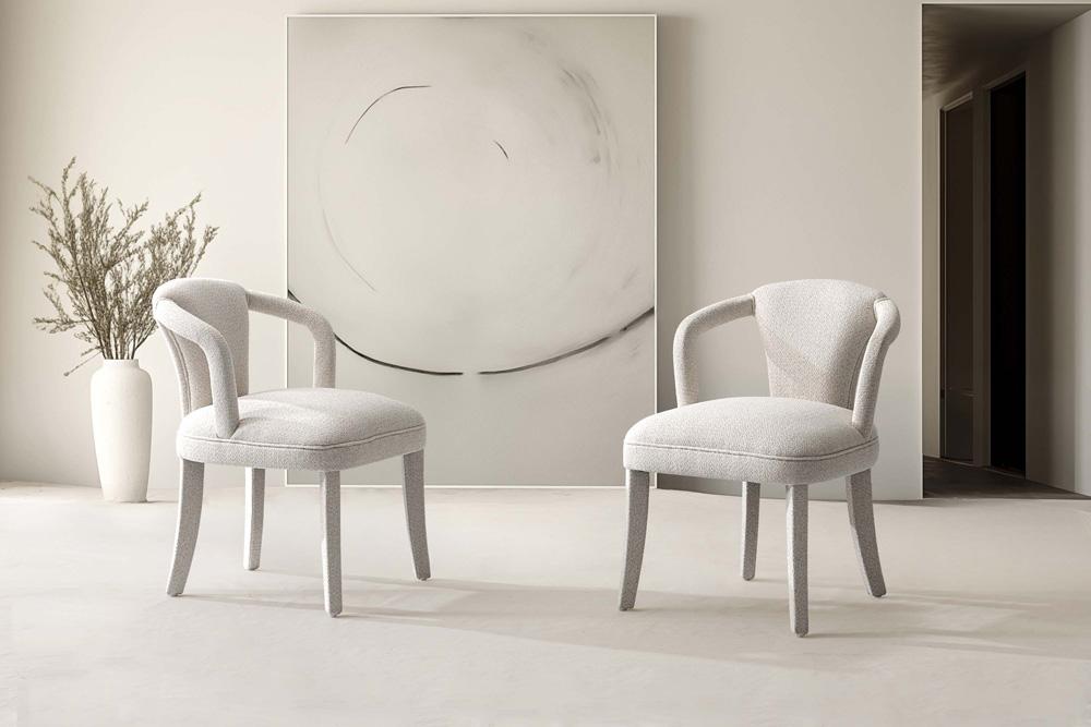 Manhattan Comfort - Palmer Tweed Dining Armchairs with Birch Wood Legs in Ivory - Set of 2 - 2-DC088AR-IV veiw 9