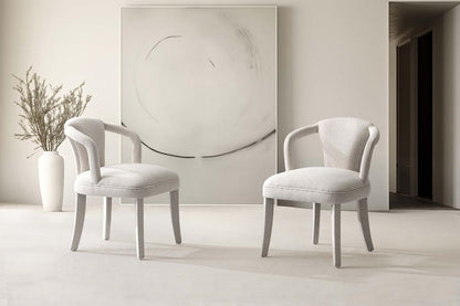 Manhattan Comfort - Palmer Tweed Dining Armchairs with Birch Wood Legs in Ivory - Set of 2 - 2-DC088AR-IV veiw 9