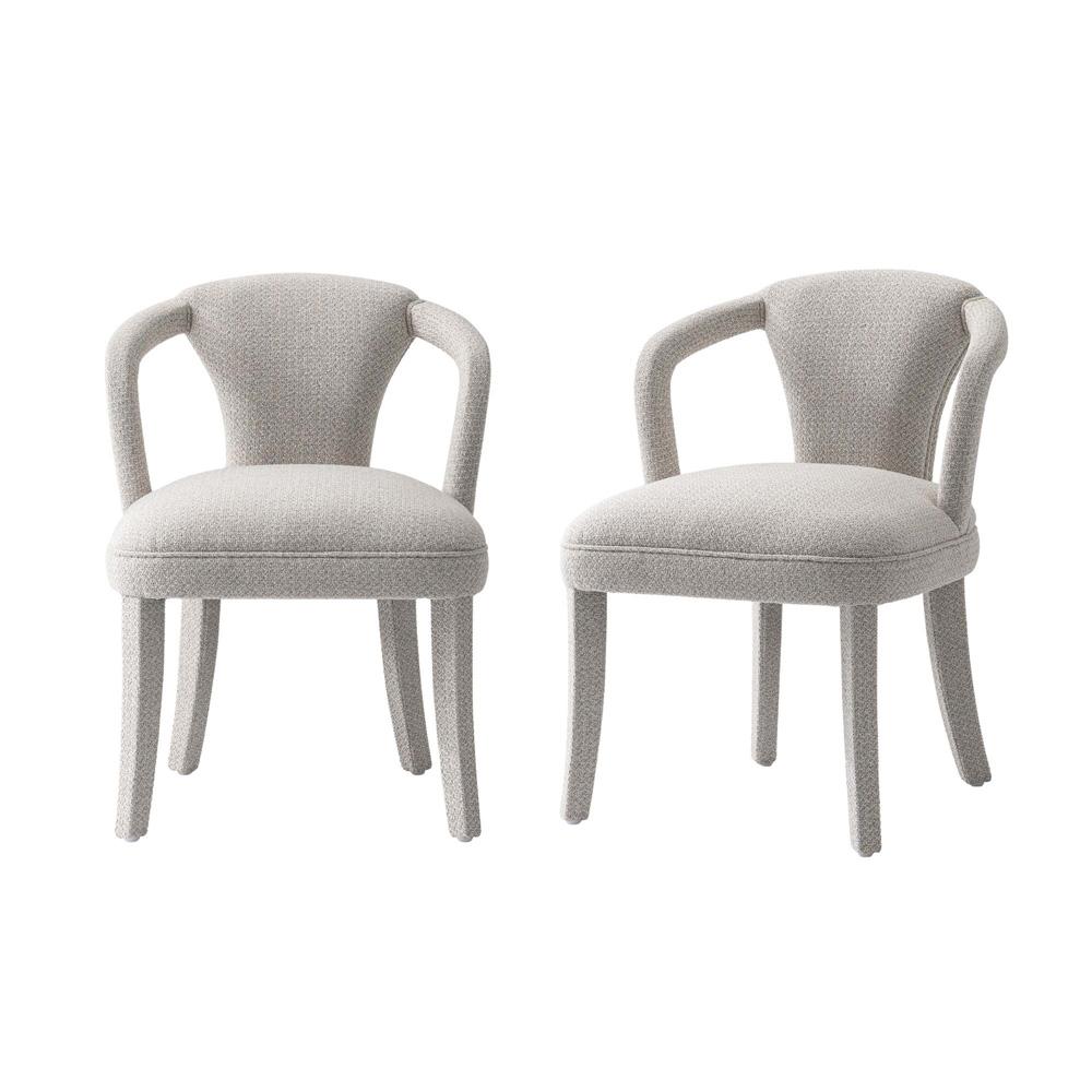 Manhattan Comfort - Palmer Tweed Dining Armchairs with Birch Wood Legs in Silver Lining - Set of 2 - 2-DC088AR-SL veiw 1