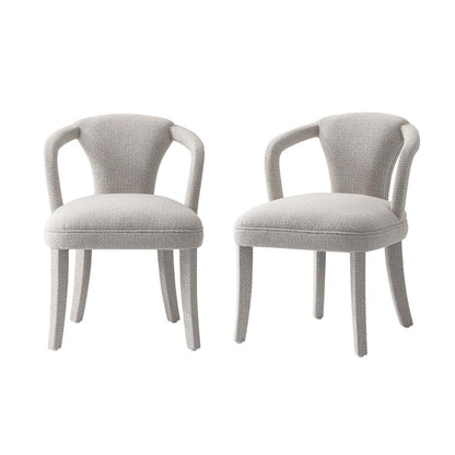Manhattan Comfort - Palmer Tweed Dining Armchairs with Birch Wood Legs in Silver Lining - Set of 2 - 2-DC088AR-SL veiw 1
