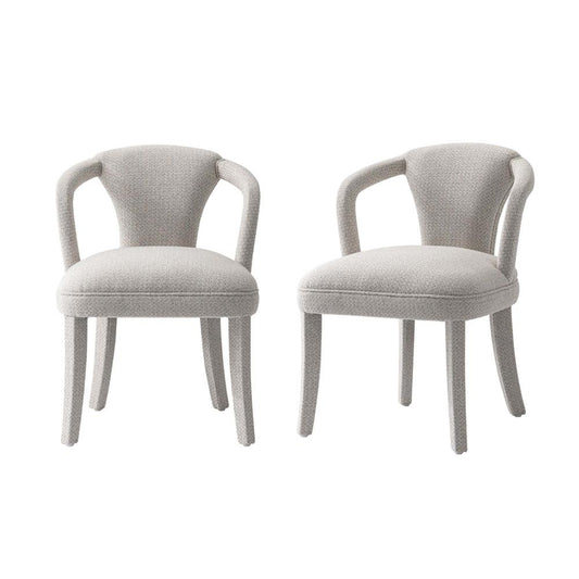 Manhattan Comfort - Palmer Tweed Dining Armchairs with Birch Wood Legs in Silver Lining - Set of 2 - 2-DC088AR-SL veiw 1