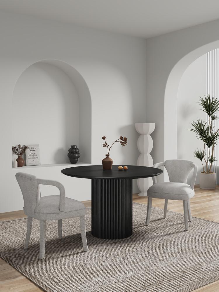 Manhattan Comfort - Palmer Tweed Dining Armchairs with Birch Wood Legs in Silver Lining - Set of 2 - 2-DC088AR-SL veiw 9