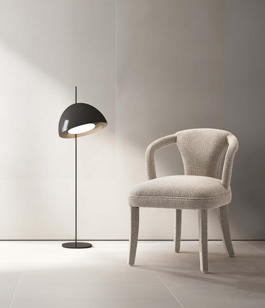 Manhattan Comfort - Palmer Tweed Dining Armchair with Birch Wood Legs in Gold Dust - DC088AR-GD veiw 9