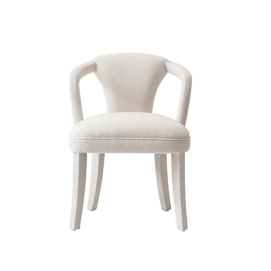 Manhattan Comfort - Palmer Tweed Dining Armchair with Birch Wood Legs in Ivory - DC088AR-IV veiw 1