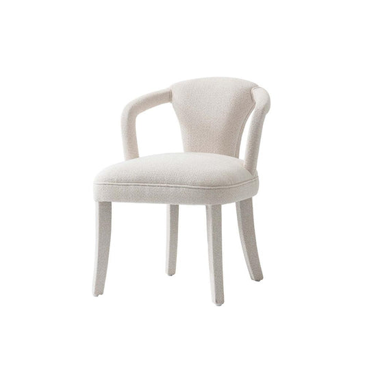 Manhattan Comfort - Palmer Tweed Dining Armchair with Birch Wood Legs in Ivory - DC088AR-IV veiw 2