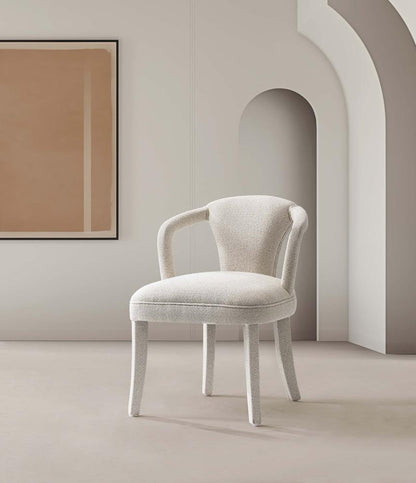 Manhattan Comfort - Palmer Tweed Dining Armchair with Birch Wood Legs in Ivory - DC088AR-IV veiw 9
