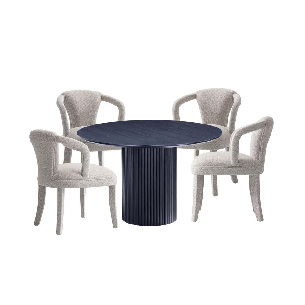 Manhattan Comfort - 5-Piece Palmer and Hathaway Dining Set in Gold DustBlack - 4-DT03DC088AR-BKSL veiw 1