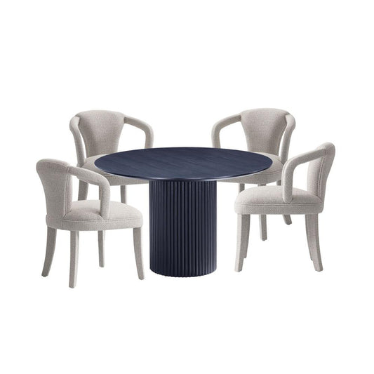 Manhattan Comfort - 5-Piece Palmer and Hathaway Dining Set in Gold DustBlack - 4-DT03DC088AR-BKSL veiw 1