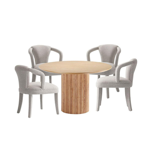 Manhattan Comfort - 5-Piece Palmer and Hathaway Dining Set in Gold DustNature - 4-DT03DC088AR-NASL veiw 1