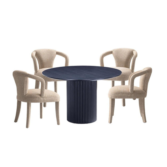 Manhattan Comfort - 5-Piece Palmer and Hathaway Dining Set in IvoryBlack - 4-DT03DC088AR-BKGD veiw 1