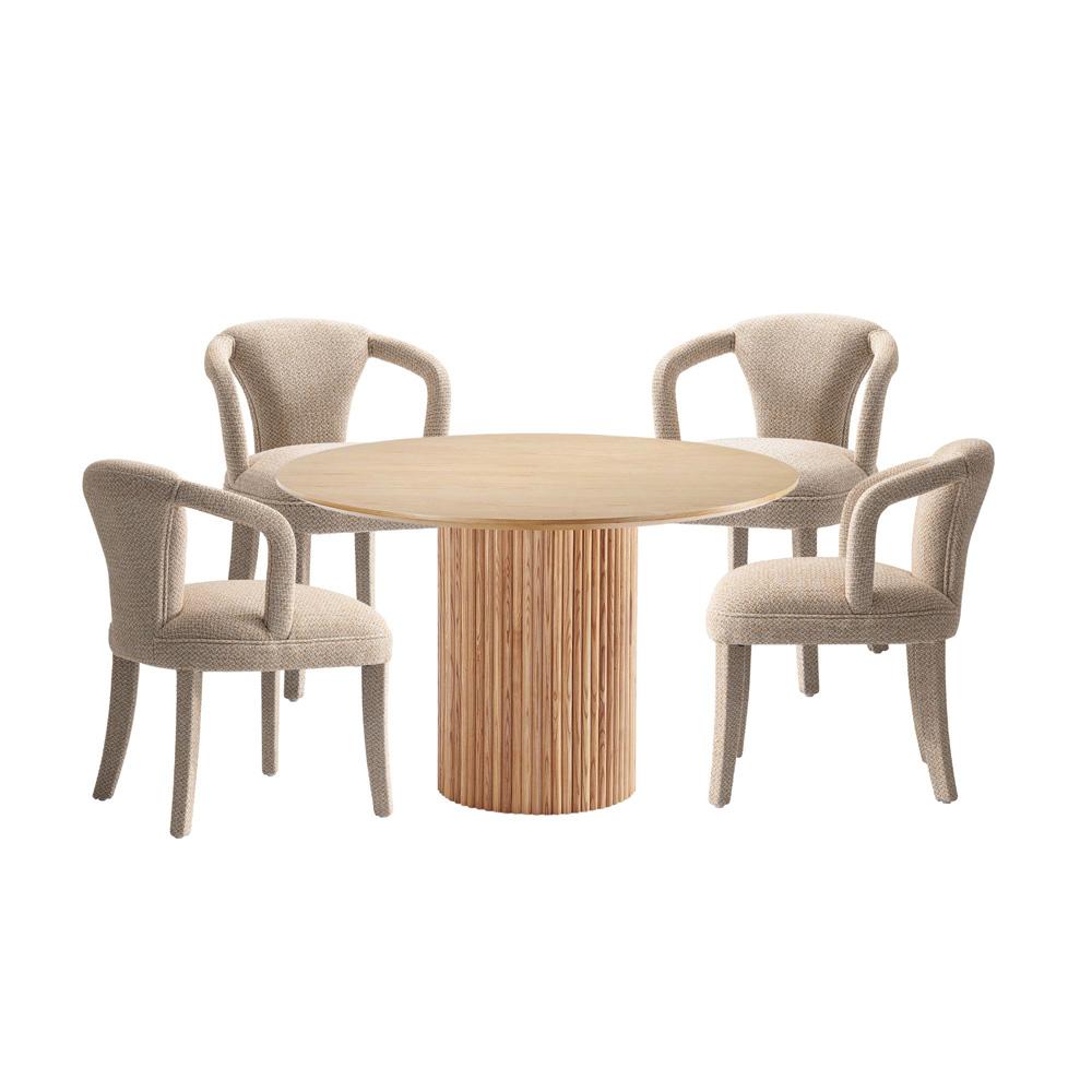 Manhattan Comfort - 5-Piece Palmer and Hathaway Dining Set in IvoryNature - 4-DT03DC088AR-NAGD veiw 1