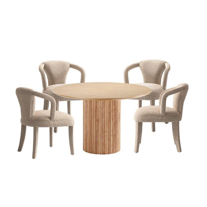 Manhattan Comfort - 5-Piece Palmer and Hathaway Dining Set in IvoryNature - 4-DT03DC088AR-NAGD veiw 1