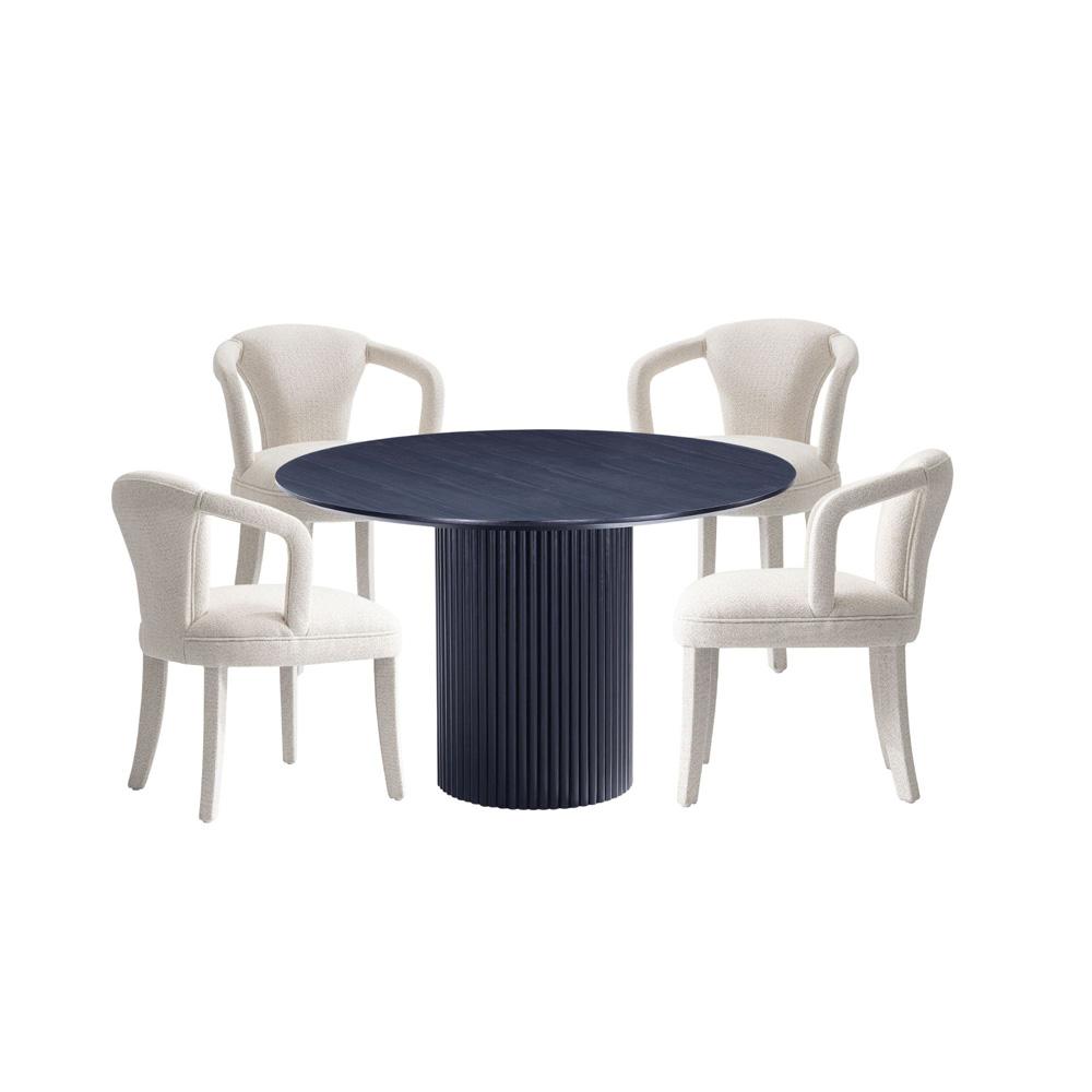 Manhattan Comfort - 5-Piece Palmer and Hathaway Dining Set in Silver LiningBlack - 4-DT03DC088AR-BKIV veiw 1