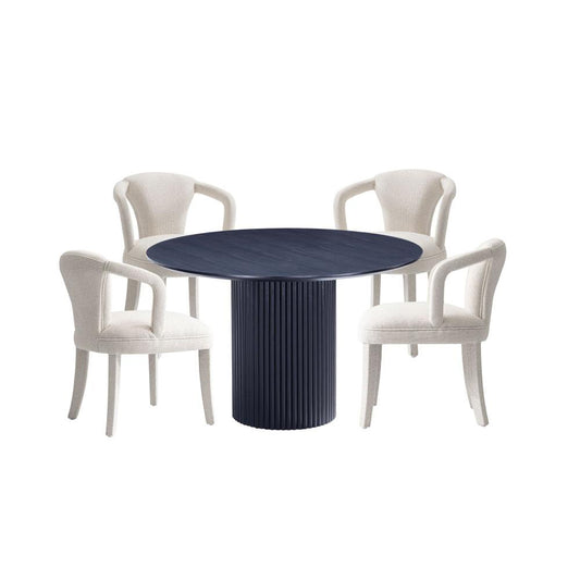 Manhattan Comfort - 5-Piece Palmer and Hathaway Dining Set in Silver LiningBlack - 4-DT03DC088AR-BKIV veiw 1