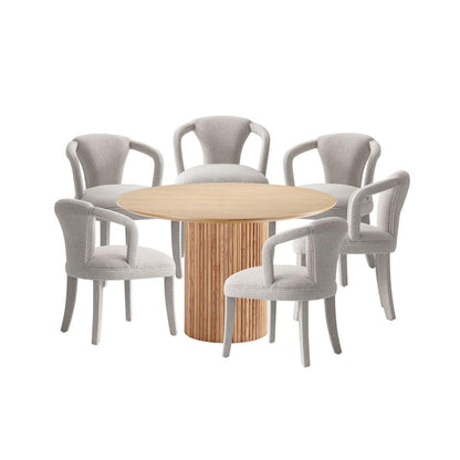 Manhattan Comfort - 7-Piece Palmer and Hathaway Dining Set in Gold DustNature - 6-DT05DC088AR-NASL veiw 1