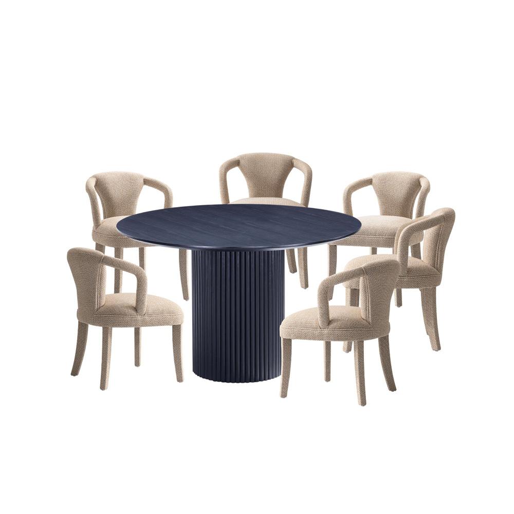 Manhattan Comfort - 7-Piece Palmer and Hathaway Dining Set in IvoryBlack - 6-DT05DC088AR-BKGD veiw 1